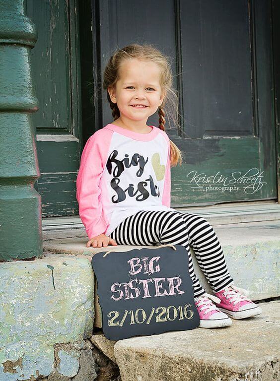 Valentine's Day Pregnancy Announcement Ideas, T-Shirt, Big Sister #kids #clothes #pregnancyannouncement #pregnancy #maternity